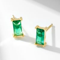 1 Pair Simple Style Rectangle Plating Inlay Sterling Silver Zircon 14k Gold Plated Ear Studs main image 6
