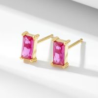 1 Pair Simple Style Rectangle Plating Inlay Sterling Silver Zircon 14k Gold Plated Ear Studs main image 9