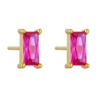 1 Pair Simple Style Rectangle Plating Inlay Sterling Silver Zircon 14k Gold Plated Ear Studs main image 4