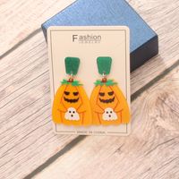 1 Pair Exaggerated Funny Pumpkin Asymmetrical Lacquer Painting Arylic main image 5