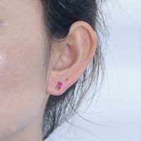 1 Pair Simple Style Rectangle Plating Inlay Sterling Silver Zircon 14k Gold Plated Ear Studs main image 3
