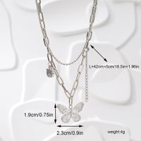 Hip-hop Simple Style Butterfly Alloy Inlay Artificial Gemstones Women's Double Layer Necklaces main image 5
