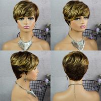Women's Elegant Casual Real Hair Side Fringe Short Straight Hair Wigs main image 2