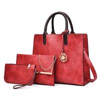 Women's All Seasons Pu Leather Solid Color Vintage Style Square Zipper Shoulder Bag Bag Sets Handbag sku image 1
