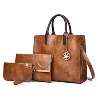 Women's All Seasons Pu Leather Solid Color Vintage Style Square Zipper Shoulder Bag Bag Sets Handbag sku image 5