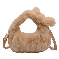 Women's Small Plush Solid Color Elegant Bucket Zipper Shoulder Bag Handbag Crossbody Bag main image 3
