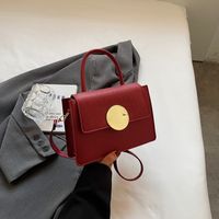Women's Small Pu Leather Solid Color Elegant Basic Square Flip Cover Shoulder Bag Handbag Crossbody Bag main image 4