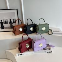 Women's Small Pu Leather Solid Color Elegant Basic Square Flip Cover Shoulder Bag Handbag Crossbody Bag main image 1