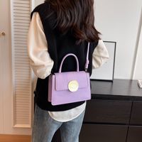 Women's Small Pu Leather Solid Color Elegant Basic Square Flip Cover Shoulder Bag Handbag Crossbody Bag main image 3