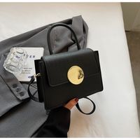 Women's Small Pu Leather Solid Color Elegant Basic Square Flip Cover Shoulder Bag Handbag Crossbody Bag sku image 1