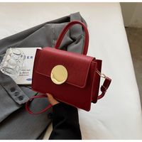 Women's Small Pu Leather Solid Color Elegant Basic Square Flip Cover Shoulder Bag Handbag Crossbody Bag sku image 3