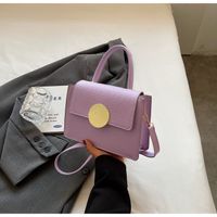 Women's Small Pu Leather Solid Color Elegant Basic Square Flip Cover Shoulder Bag Handbag Crossbody Bag sku image 4