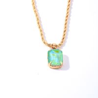 Simple Style Rectangle Copper Inlay Zircon Pendant Necklace main image 5