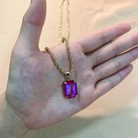 Simple Style Rectangle Copper Inlay Zircon Pendant Necklace main image 2