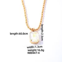 Simple Style Rectangle Copper Inlay Zircon Pendant Necklace sku image 4