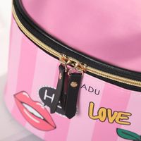 Elegant Heart Shape Pu Leather Oval Makeup Bags main image 4