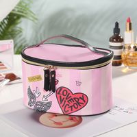 Elegant Heart Shape Pu Leather Oval Makeup Bags sku image 3