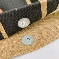 Women's Medium All Seasons Cotton And Linen Stripe Streetwear Square Magnetic Buckle Canvas Bag Handbag main image 5