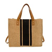 Women's Medium All Seasons Cotton And Linen Stripe Streetwear Square Magnetic Buckle Canvas Bag Handbag main image 4