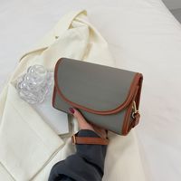 Women's Small Pu Leather Color Block Basic Square Flip Cover Crossbody Bag sku image 1