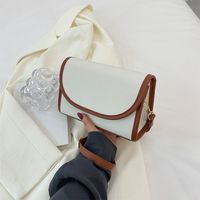 Women's Small Pu Leather Color Block Basic Square Flip Cover Crossbody Bag sku image 4