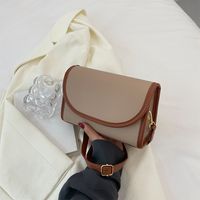 Women's Small Pu Leather Color Block Basic Square Flip Cover Crossbody Bag sku image 3