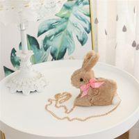 Women's Pp Cotton Rabbit Cute Rabbit-shaped Zipper Crossbody Bag sku image 3