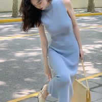 Women's Sweater Dress Casual Elegant High Neck Long Sleeve Solid Color Midi Dress Daily Street main image 5