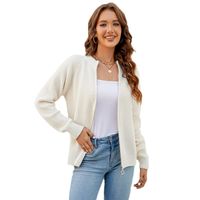 Women's Sweater Long Sleeve Sweaters & Cardigans Zipper Casual Solid Color main image 2