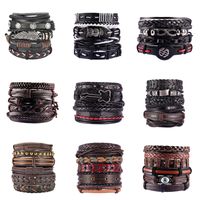 Ethnic Style Feather Pu Leather Alloy Patchwork Men's Bracelets main image 1