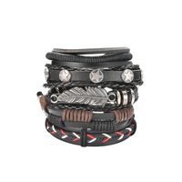 Ethnic Style Feather Pu Leather Alloy Patchwork Men's Bracelets main image 2