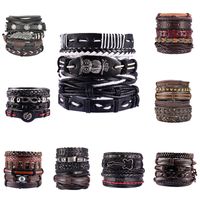 Ethnic Style Feather Pu Leather Alloy Patchwork Men's Bracelets main image 3