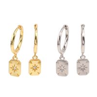 1 Pair Ig Style Star Rectangle Plating Inlay Sterling Silver Zircon White Gold Plated Gold Plated Drop Earrings main image 1