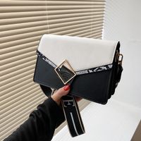 Women's Small Pu Leather Color Block Elegant Square Flip Cover Shoulder Bag Crossbody Bag Underarm Bag main image 5