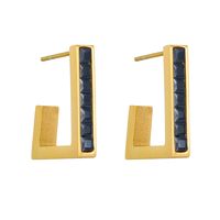 1 Pair Simple Style Solid Color Plating Inlay Stainless Steel Zircon 18K Gold Plated Ear Studs main image 4