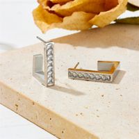 1 Pair Simple Style Solid Color Plating Inlay Stainless Steel Zircon 18K Gold Plated Ear Studs main image 5