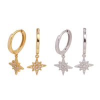1 Pair Simple Style Shiny Star Plating Inlay Sterling Silver Zircon White Gold Plated Gold Plated Drop Earrings main image 1
