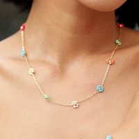 Ig Style Bohemian Sweet Flower Plastic Copper Beaded Handmade Plating 18k Gold Plated Necklace main image 9
