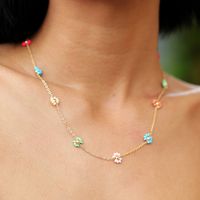 Ig Style Bohemian Sweet Flower Plastic Copper Beaded Handmade Plating 18k Gold Plated Necklace main image 10