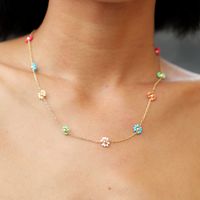 Ig Style Bohemian Sweet Flower Plastic Copper Beaded Handmade Plating 18k Gold Plated Necklace main image 8