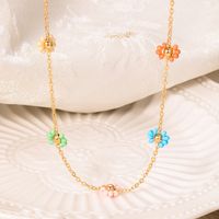 Ig Style Bohemian Sweet Flower Plastic Copper Beaded Handmade Plating 18k Gold Plated Necklace main image 3