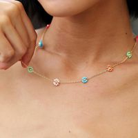 Ig Style Bohemian Sweet Flower Plastic Copper Beaded Handmade Plating 18k Gold Plated Necklace main image 7