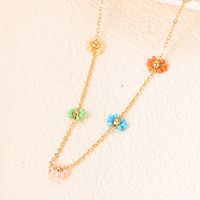 Ig Style Bohemian Sweet Flower Plastic Copper Beaded Handmade Plating 18k Gold Plated Necklace main image 6