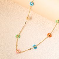 Ig Style Bohemian Sweet Flower Plastic Copper Beaded Handmade Plating 18k Gold Plated Necklace main image 5