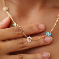 Ig Style Bohemian Sweet Flower Plastic Copper Beaded Handmade Plating 18k Gold Plated Necklace main image 4