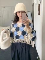 Women's Knitwear Long Sleeve Sweaters & Cardigans Tassel Casual Vintage Style Color Block sku image 1