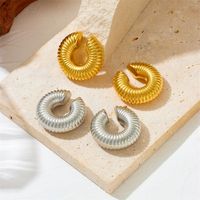1 Pair Simple Style Solid Color Plating Stainless Steel 18K Gold Plated Ear Cuffs main image 6