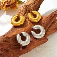 1 Pair Simple Style Solid Color Plating Stainless Steel 18K Gold Plated Ear Cuffs main image 1