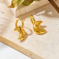 1 Pair Simple Style Commute Solid Color Plating Stainless Steel 18K Gold Plated Hoop Earrings main image 3