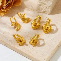 1 Pair Simple Style Commute Solid Color Plating Stainless Steel 18K Gold Plated Hoop Earrings main image 1